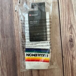 Lululemon athletica NWT Men’s XL White and Rainbow Daily Stride Crew Socks